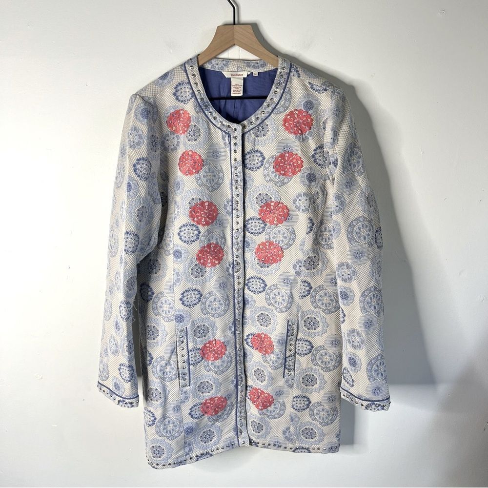 Sundance Brocade Embroidered Medallion Print Long Sleeve Jacket size 14
